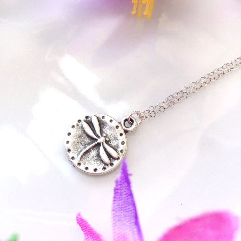 Silver Dragonfly On Sterling Silver Chain Necklace